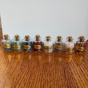 Pack of 8 Mini Bottles of Crystals with cork top (The cork top does come off)
